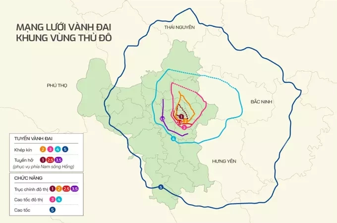 Đề xuất hơn 235.000 tỷ đồng xây vành đai 5 vùng Thủ đô